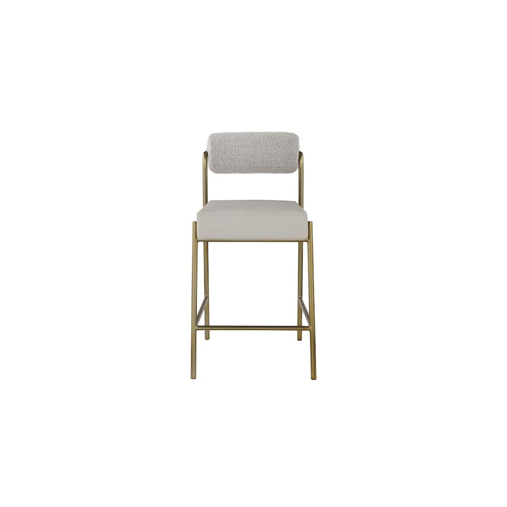 Carly Taupe Vegan Leather Seat / Boucle Fabric Back Counter Stool