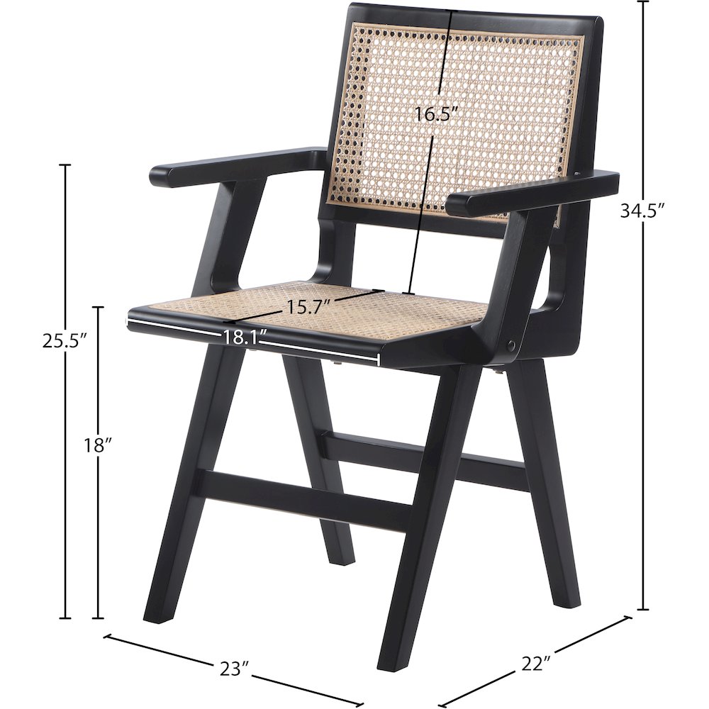 Preston Black Wood Dining Arm Chair, Set of 2