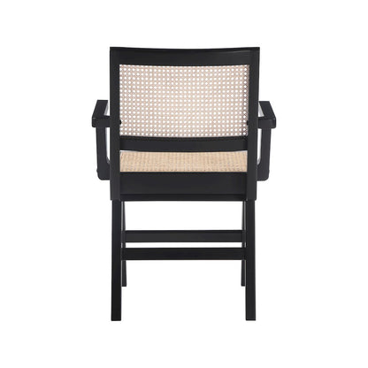 Preston Black Wood Dining Arm Chair, Set of 2