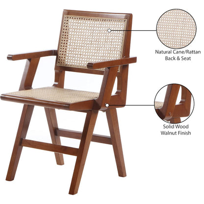 Preston Walnut Wood Dining Arm Chair, Set of 2