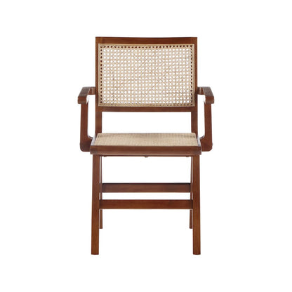 Preston Walnut Wood Dining Arm Chair, Set of 2