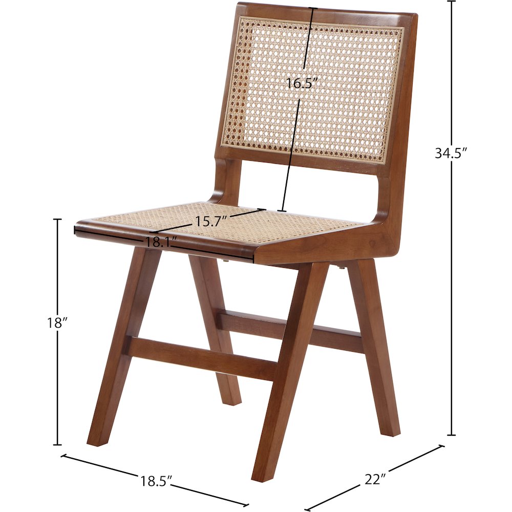 Preston Walnut Wood Dining Side Chair, Set of 2