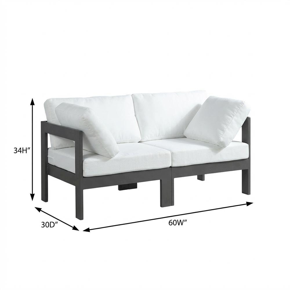White Fabric Outdoor Modular Sofa With Contemporary Style And Cushioned Seating