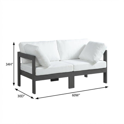 White Fabric Outdoor Modular Sofa With Contemporary Style And Cushioned Seating