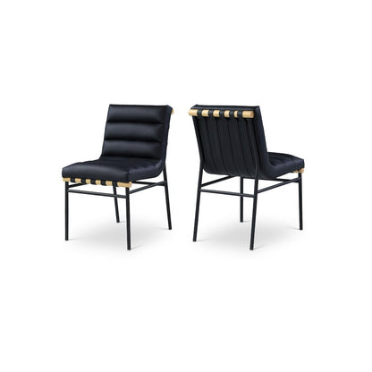 Burke Black Vegan Leather Dining Chair, Set of 2
