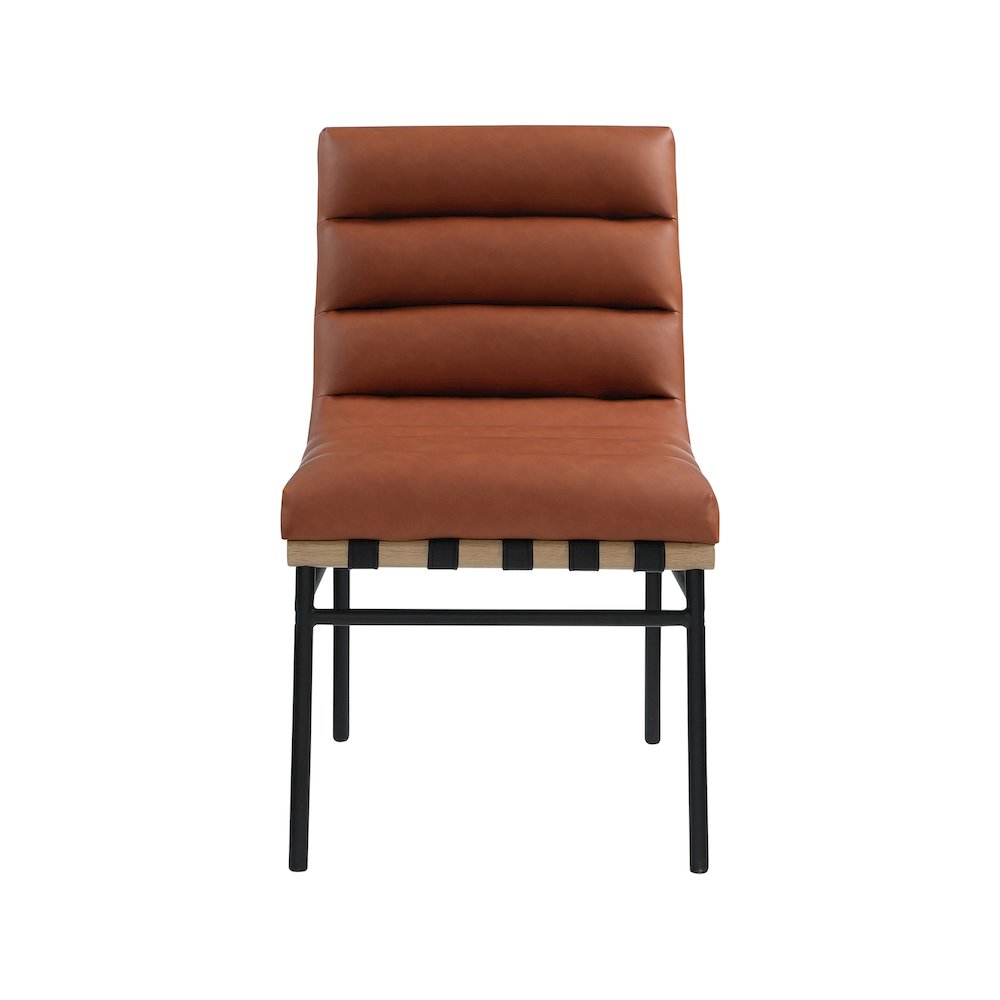 Burke Cognac Vegan Leather Dining Chair, Set of 2
