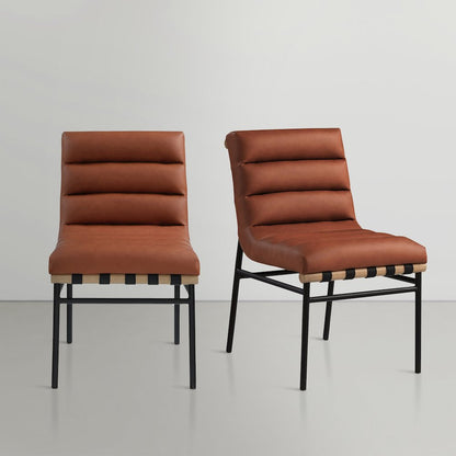 Burke Cognac Vegan Leather Dining Chair, Set of 2