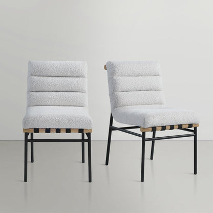 Burke Cream Boucle Fabric Dining Chair, Set of 2
