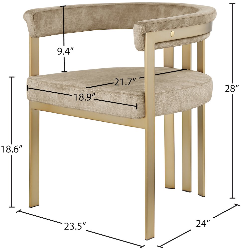 Marcello Beige Velvet Dining Chair, Set of 2
