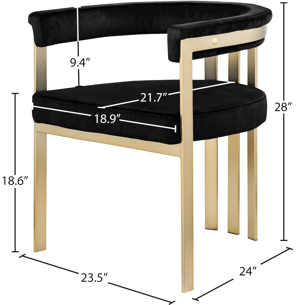 Marcello Black Velvet Dining Chair, Set of 2