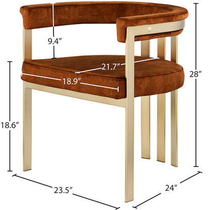 Marcello Cognac Velvet Dining Chair, Set of 2