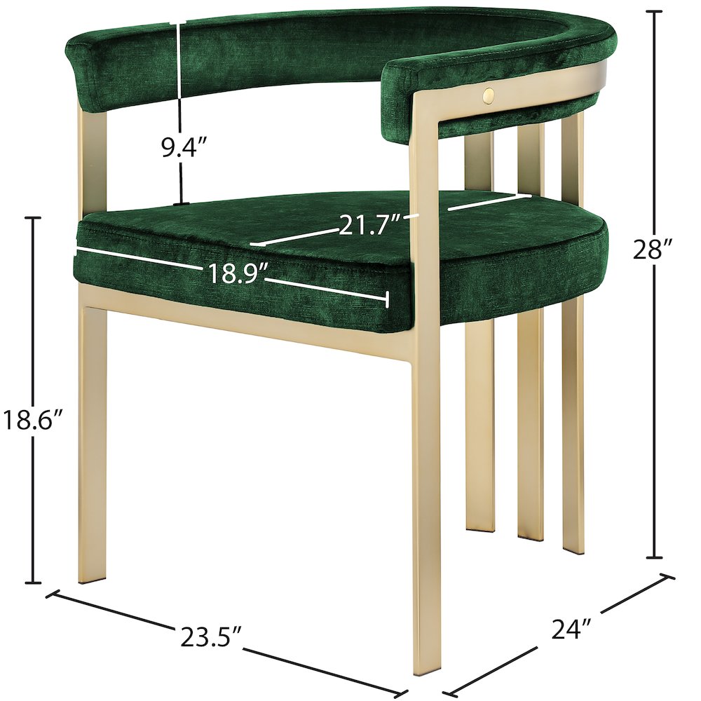 Marcello Green Velvet Dining Chair, Set of 2