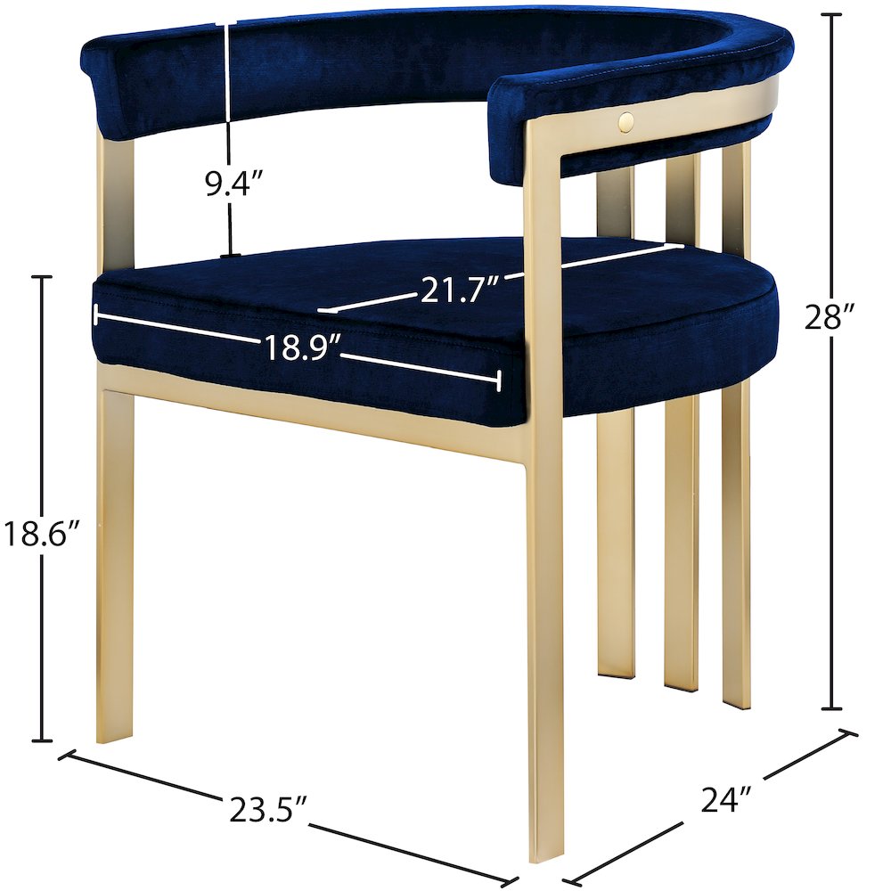 Marcello Navy Velvet Dining Chair, Set of 2