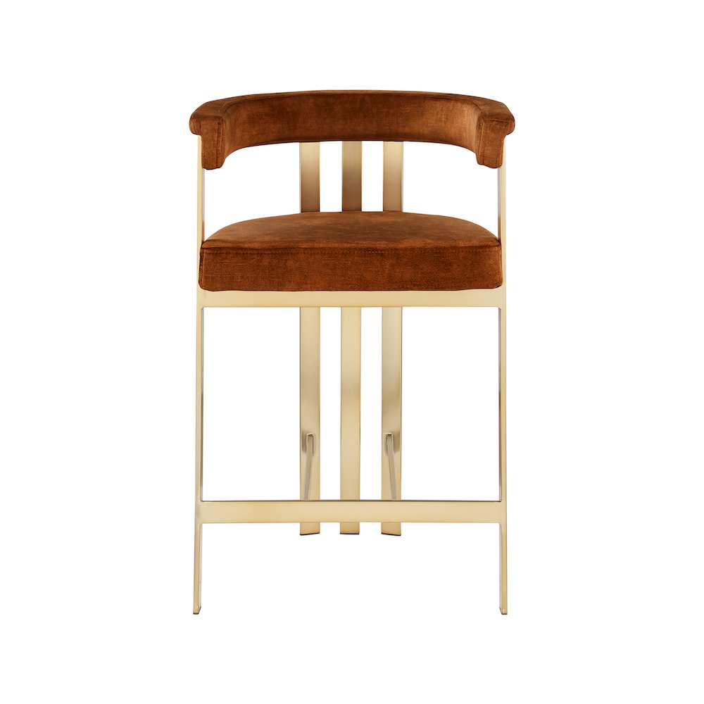 Marcello Cognac Velvet Counter Stool, Set of 2