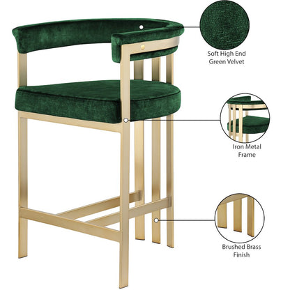 Marcello Green Velvet Counter Stool, Set of 2