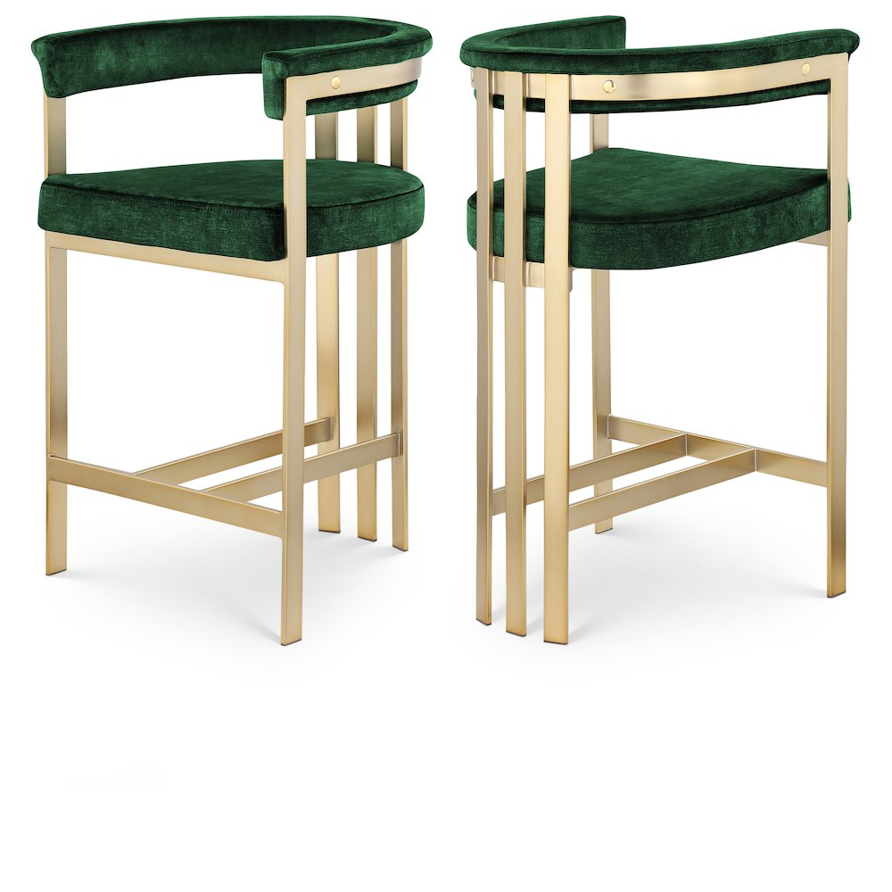 Marcello Green Velvet Counter Stool, Set of 2