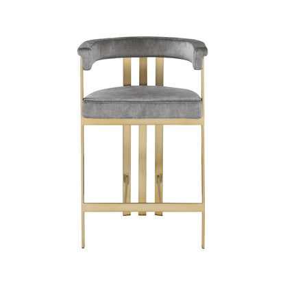 Marcello Grey Velvet Counter Stool, Set of 2