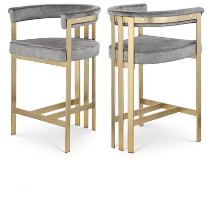 Marcello Grey Velvet Counter Stool, Set of 2