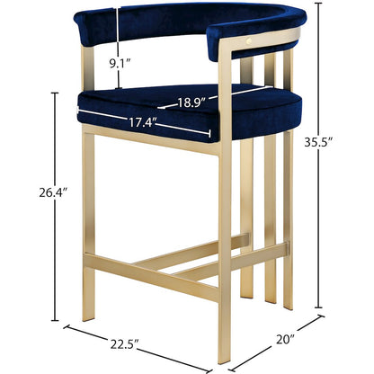 Marcello Navy Velvet Counter Stool, Set of 2