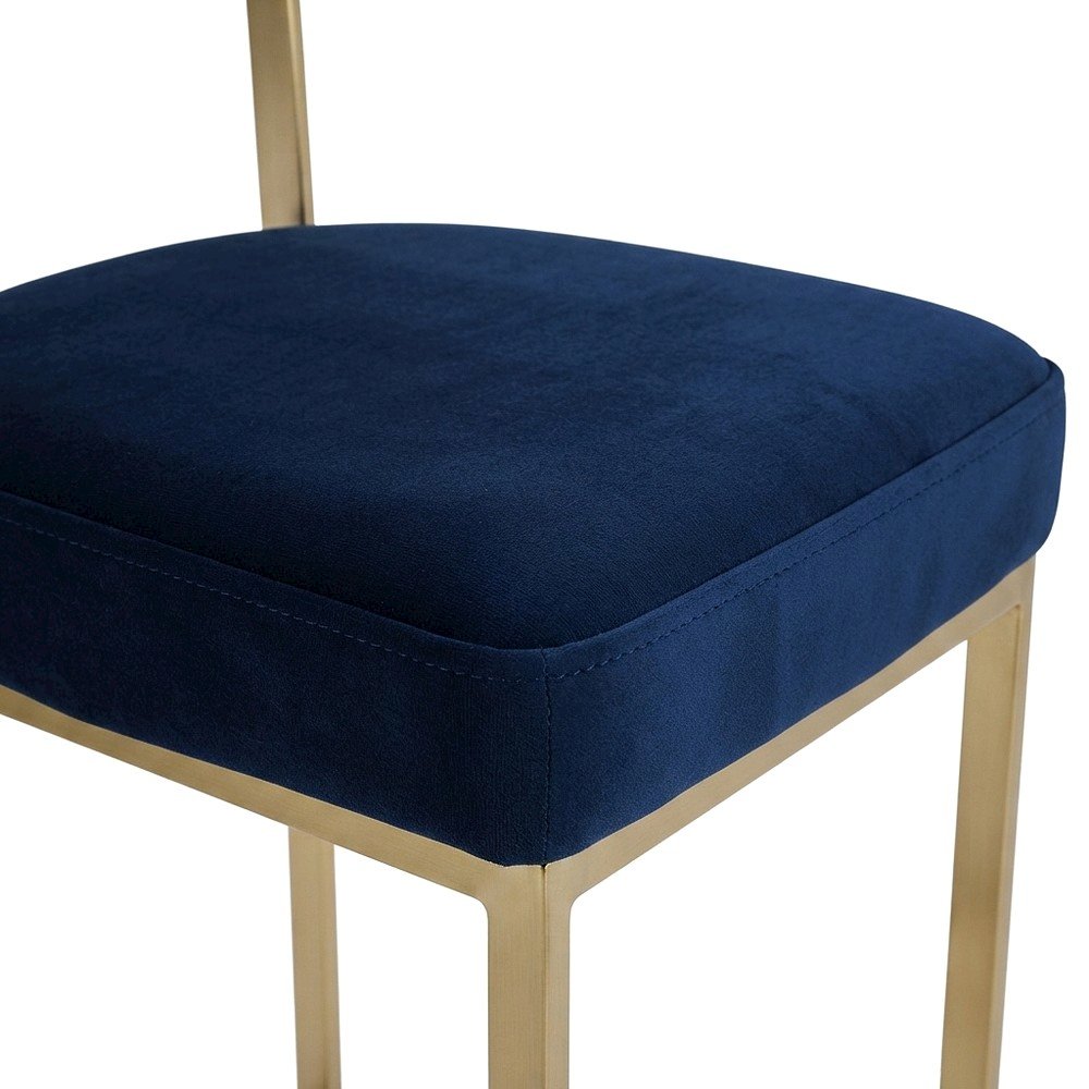 Velvet-Upholstered Counter Stools with Arms and Back, Set of 2, Navy Velvet