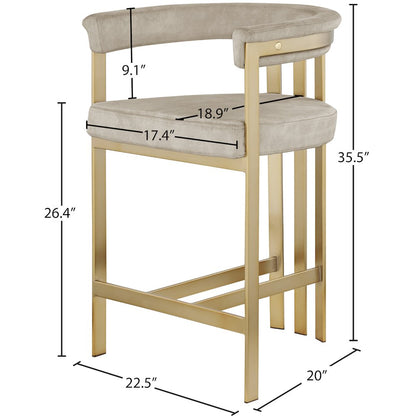 Marcello Stone Colored Velvet Counter Stool, Set of 2