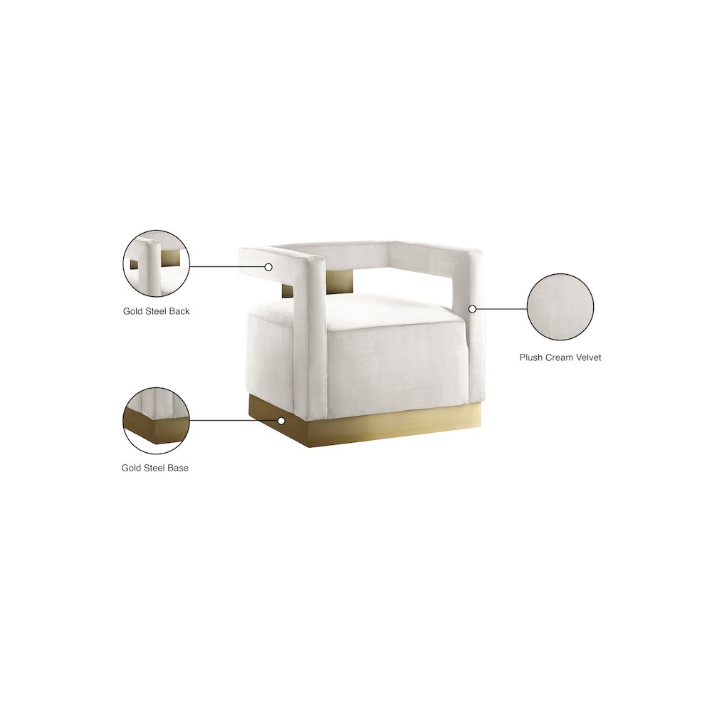 Armani Cream Velvet Accent Chair