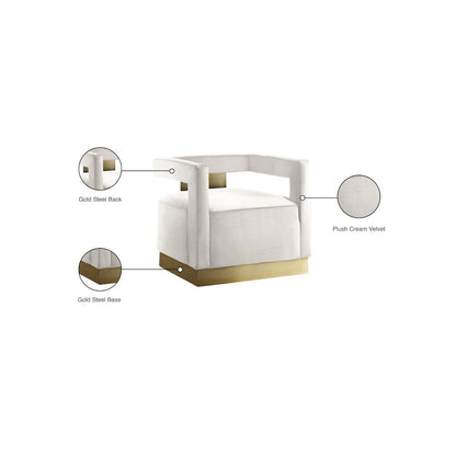 Armani Cream Velvet Accent Chair