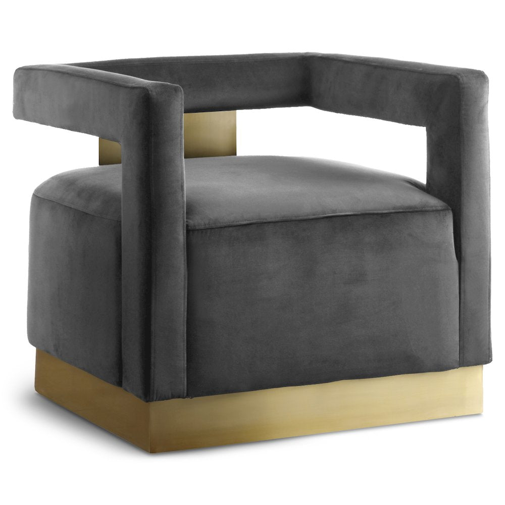Armani Grey Velvet Accent Chair