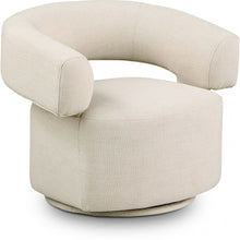 Niya Beige Linen Textured Fabric Swivel Accent Chair
