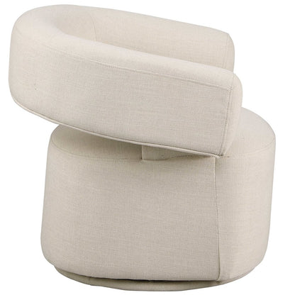 Niya Beige Linen Textured Fabric Swivel Accent Chair