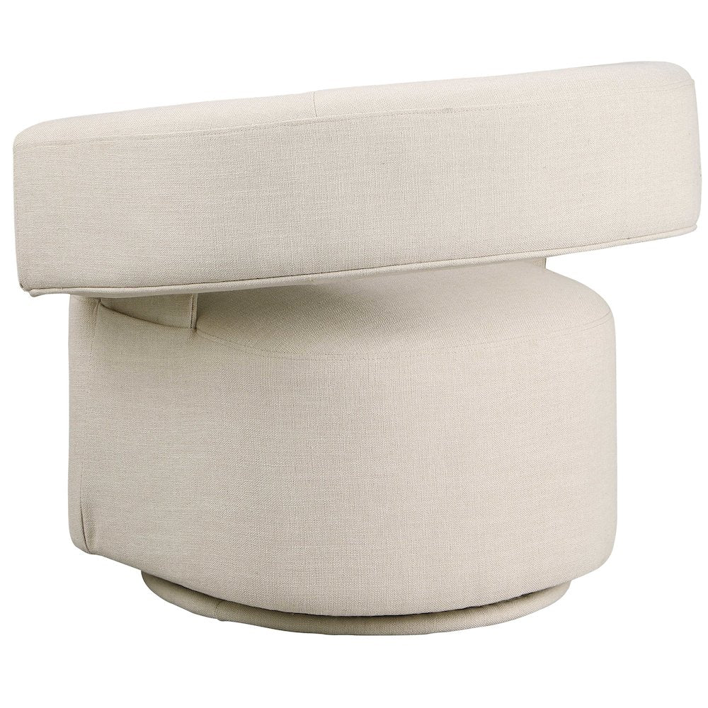 Niya Beige Linen Textured Fabric Swivel Accent Chair