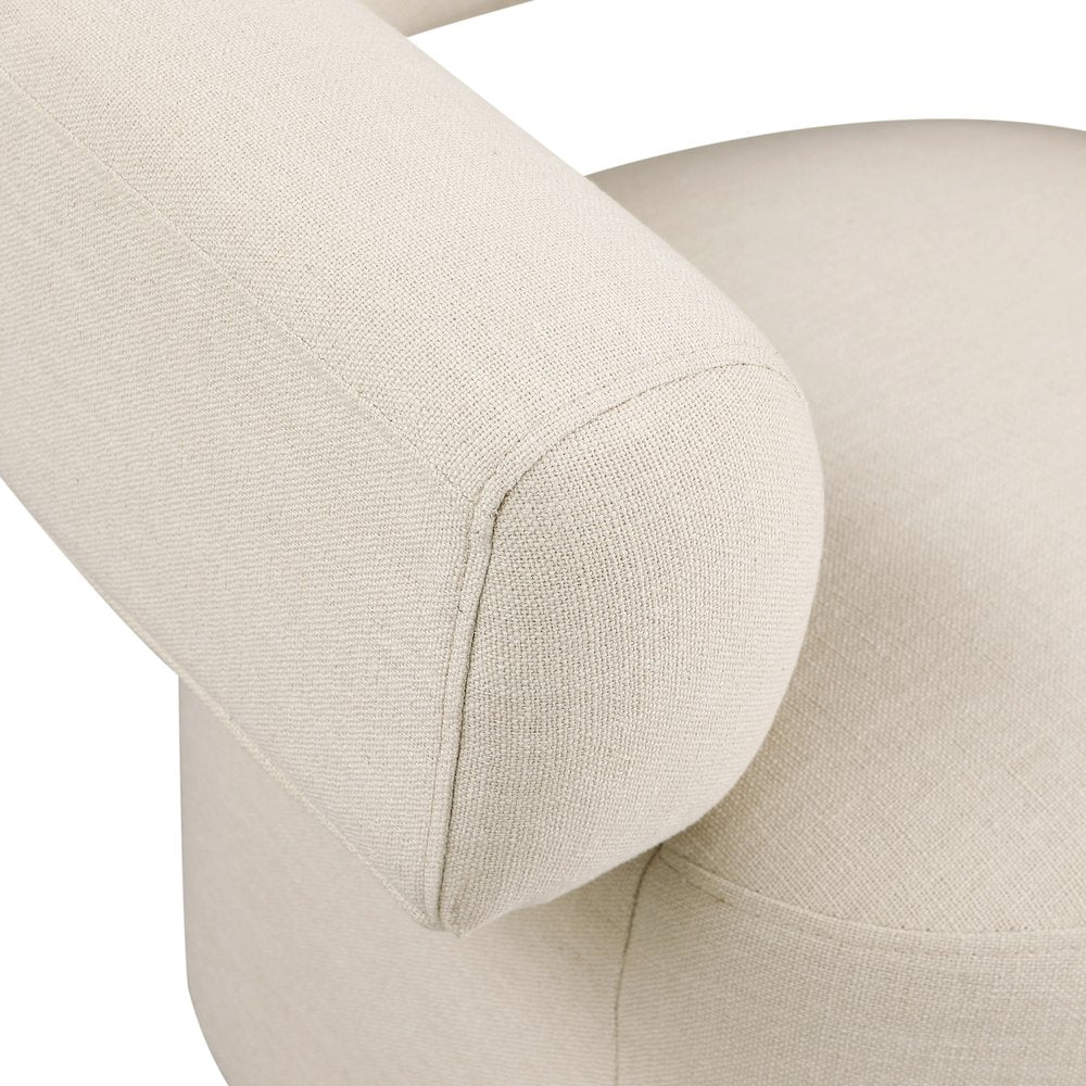 Niya Beige Linen Textured Fabric Swivel Accent Chair