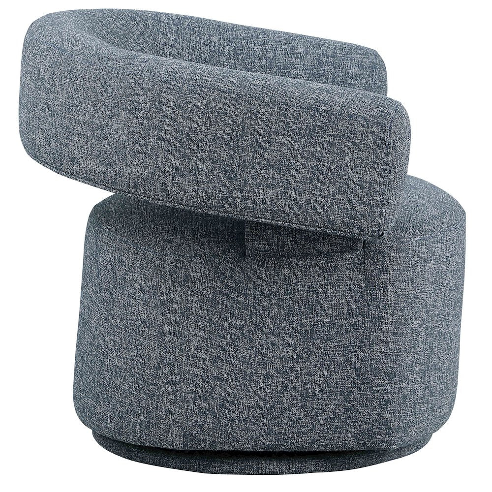 Niya Blue Linen Textured Fabric Swivel Accent Chair