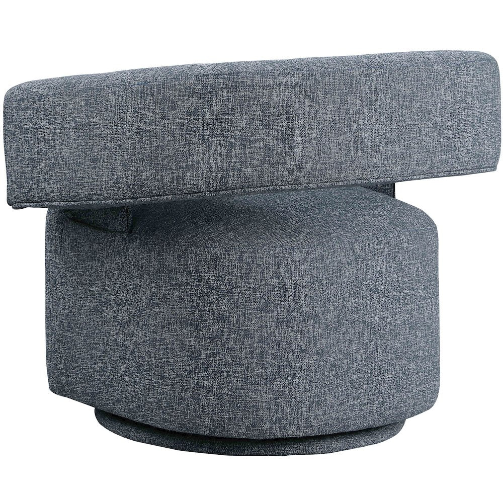 Niya Blue Linen Textured Fabric Swivel Accent Chair