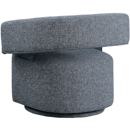 Niya Blue Linen Textured Fabric Swivel Accent Chair
