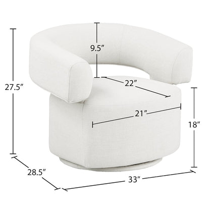 Niya Cream Linen Textured Fabric Swivel Accent Chair