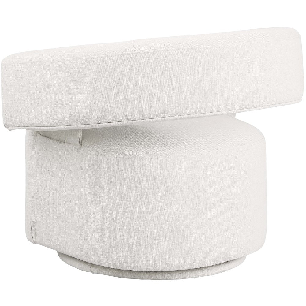 Niya Cream Linen Textured Fabric Swivel Accent Chair