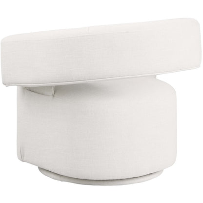 Niya Cream Linen Textured Fabric Swivel Accent Chair