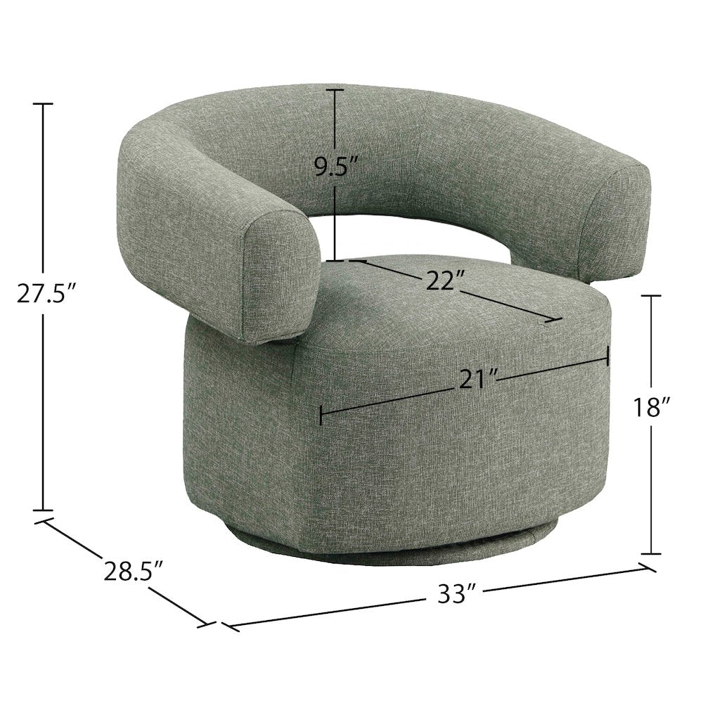 Niya Green Linen Textured Fabric Swivel Accent Chair