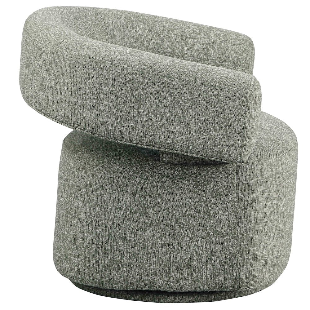 Niya Green Linen Textured Fabric Swivel Accent Chair