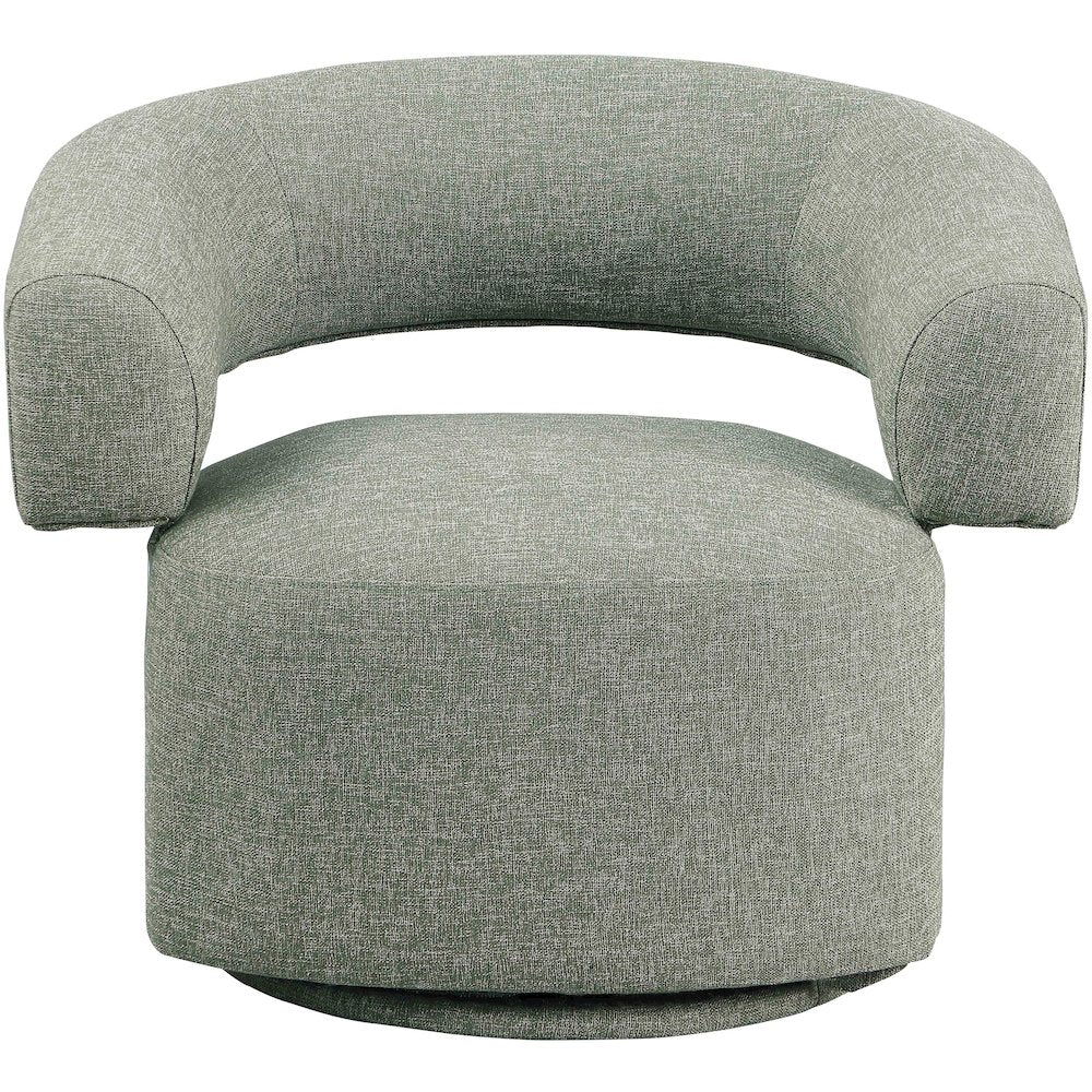 Niya Green Linen Textured Fabric Swivel Accent Chair