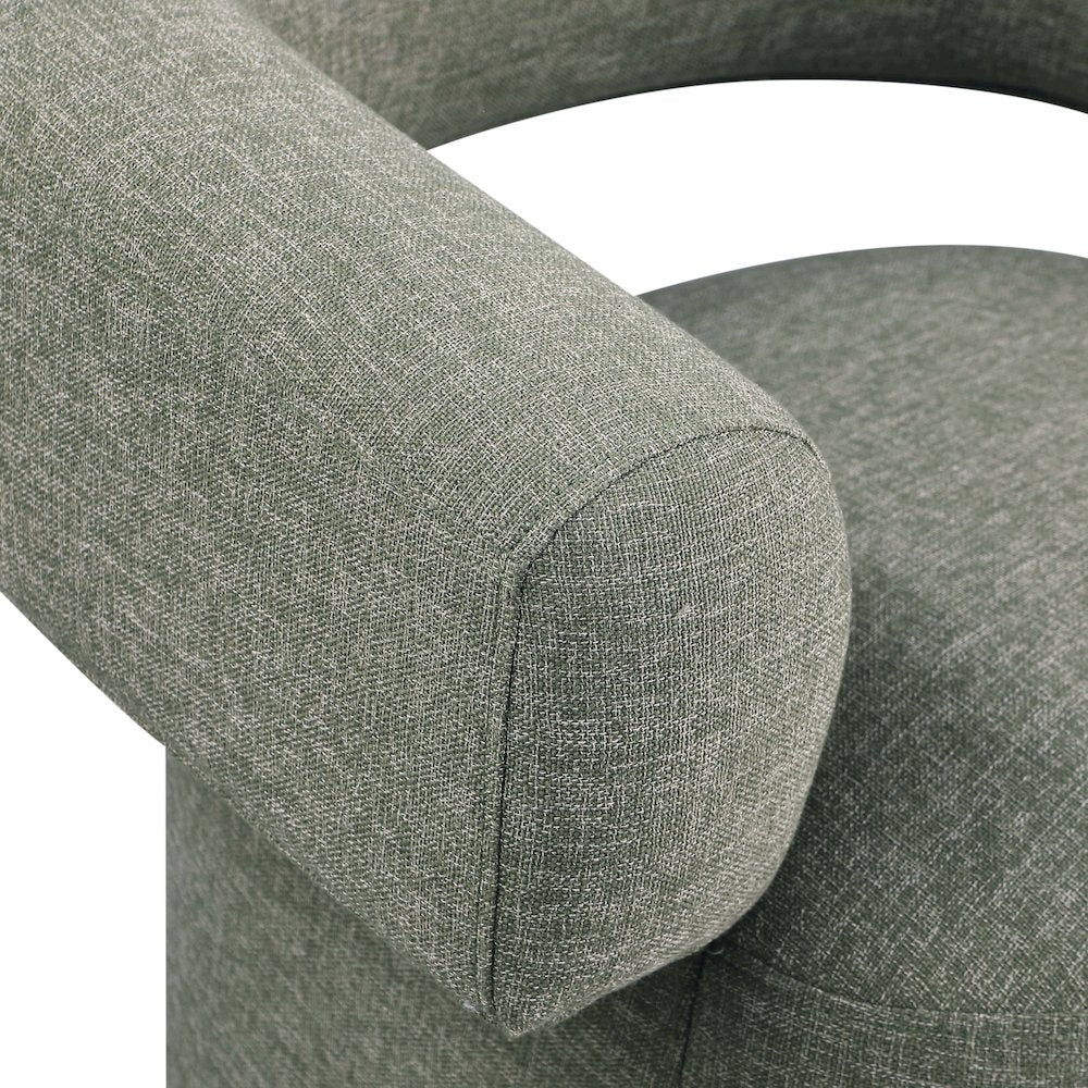 Niya Green Linen Textured Fabric Swivel Accent Chair