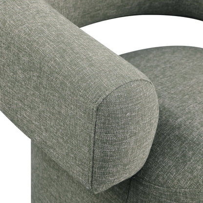 Niya Green Linen Textured Fabric Swivel Accent Chair