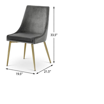 Gold Velvet 2-Piece Dining Chair Set with Cushioned Seat and Contemporary Design