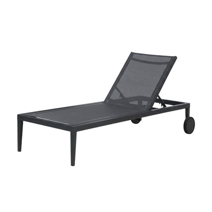 Contemporary Grey Fabric Outdoor Lounge Chaise With Adjustable Backrest