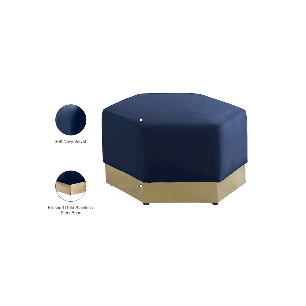 Marquis Navy Velvet Ottoman