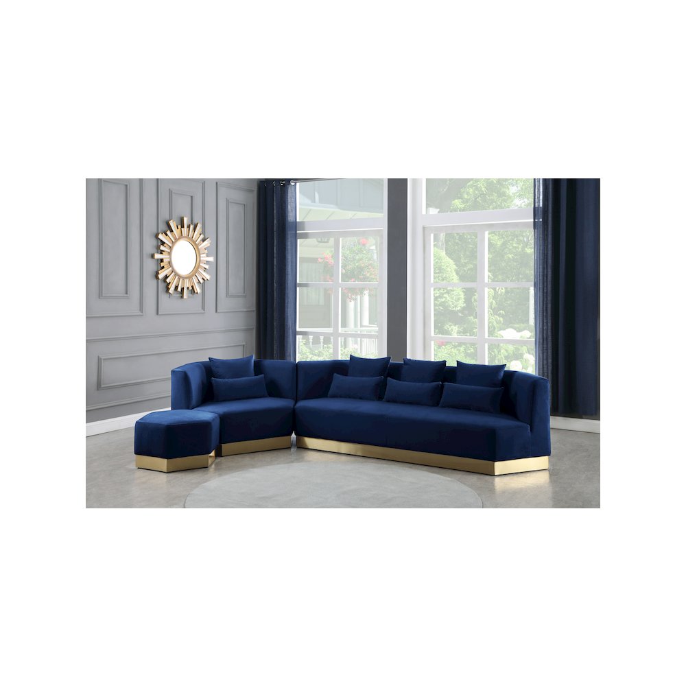 Marquis Navy Velvet Ottoman