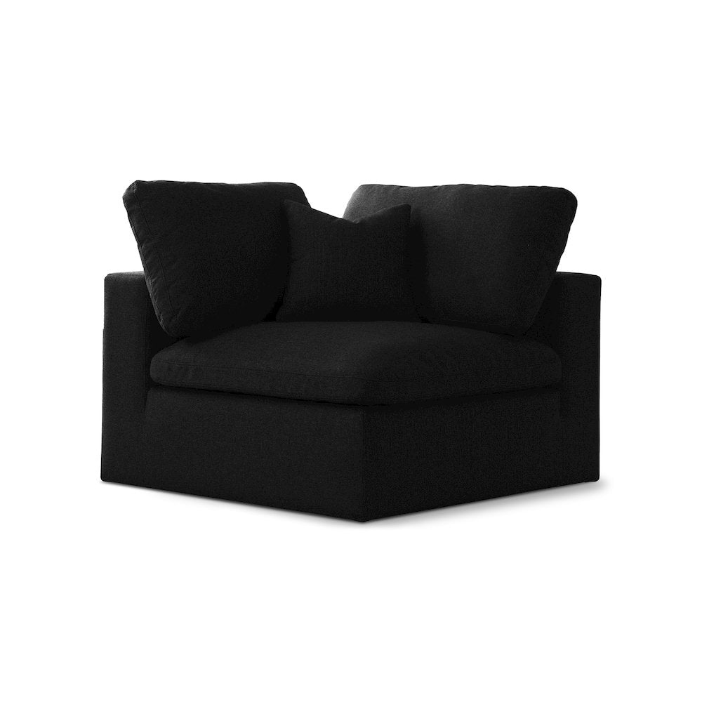 Serene Black Linen Textured Fabric Deluxe Comfort Modular Corner Chair