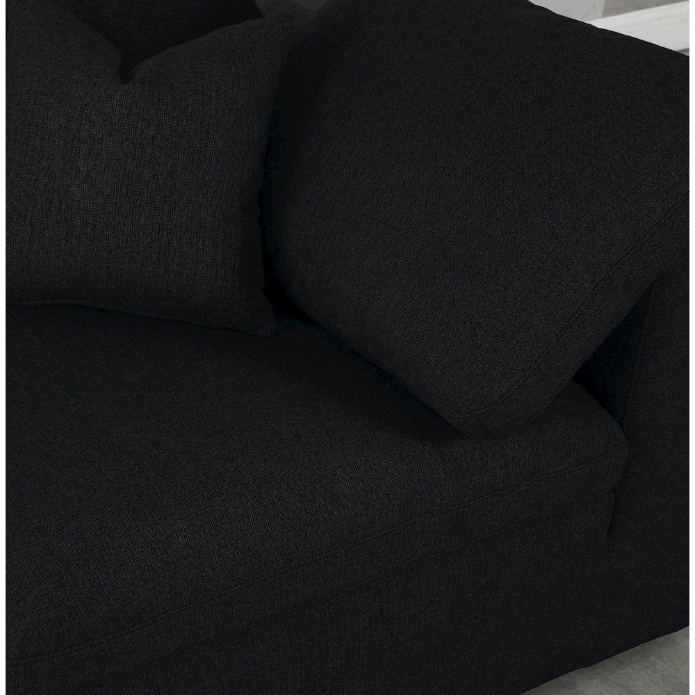 Serene Black Linen Textured Fabric Deluxe Comfort Modular Corner Chair