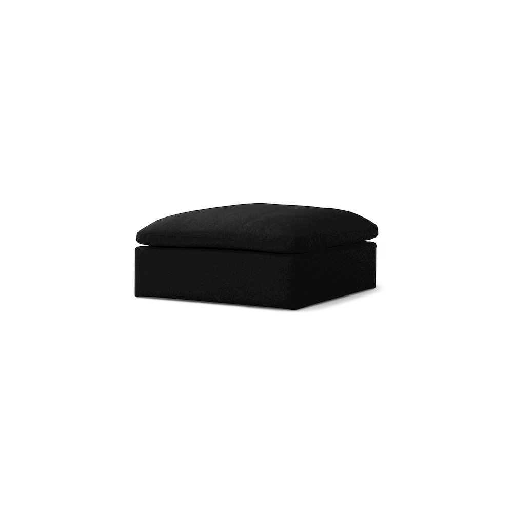 Serene Black Linen Textured Fabric Deluxe Comfort Modular Ottoman